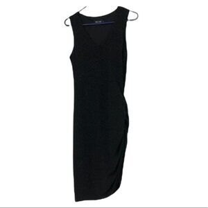 Only One black ultra flattering shimmery glitter black vneck ruched side dress